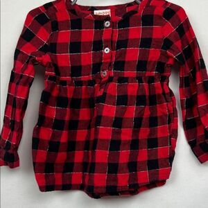 Jumping Beans red and black flannel buffalo plaid dress size 24 months
